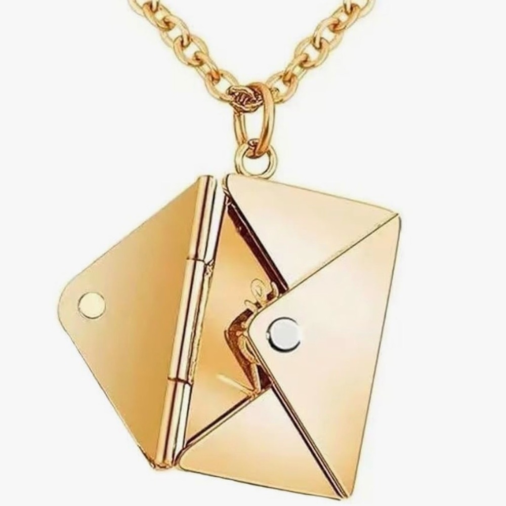 Gold Envelope Pendant Necklace